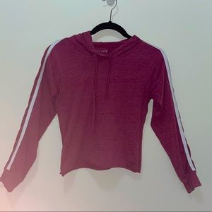 Cropped Burgundy Jersey Hoodie Size S